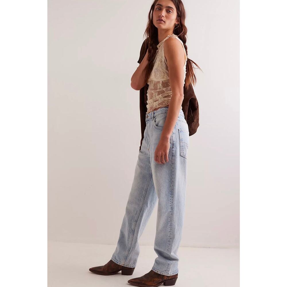 NEW Free People We The Free Zane Mid Rise Relaxed Slim Straight Leg Jeans